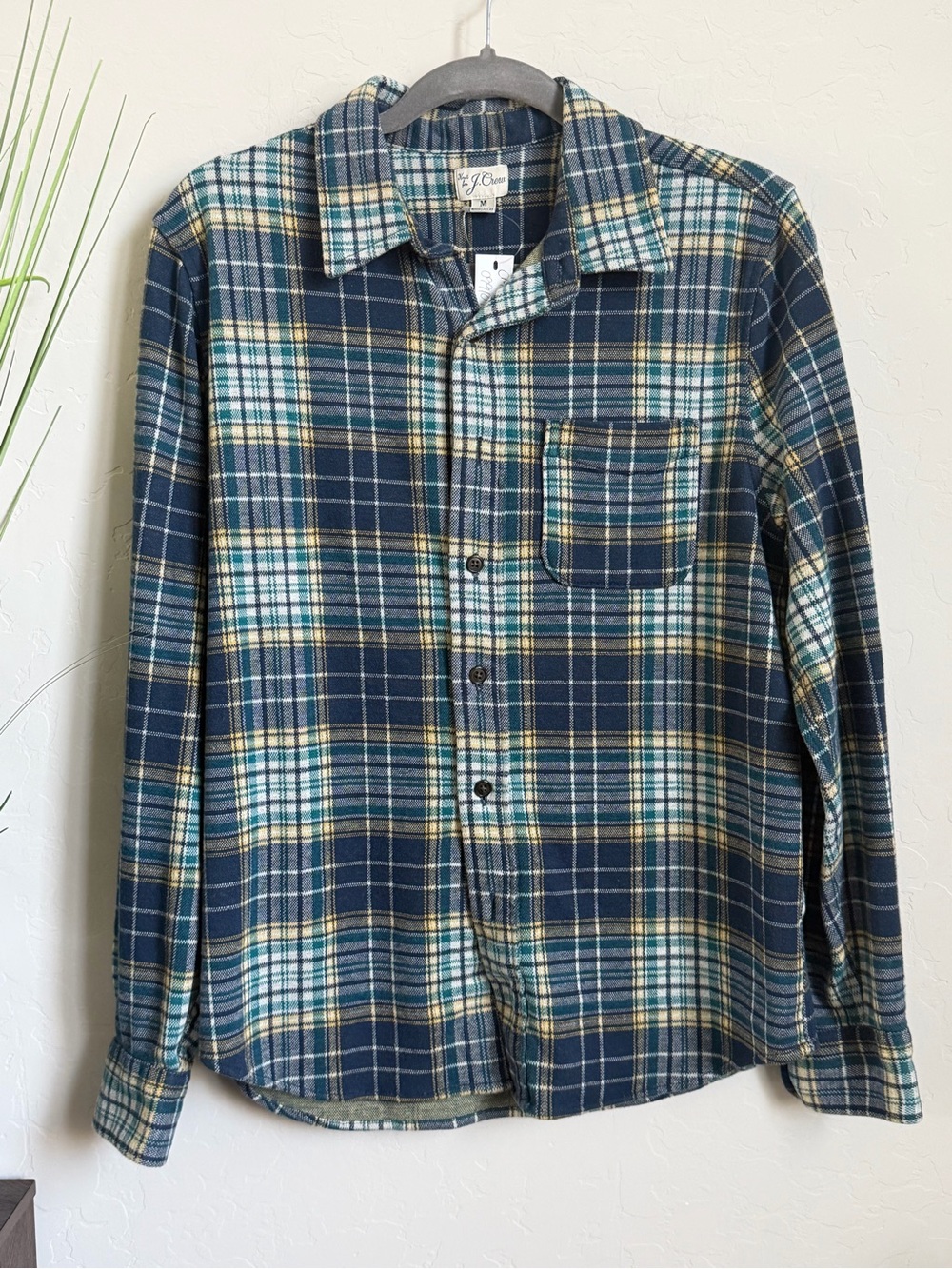J.Crew Men’s Plaid Flannel Shirt Blue Green NWT Medium CM237